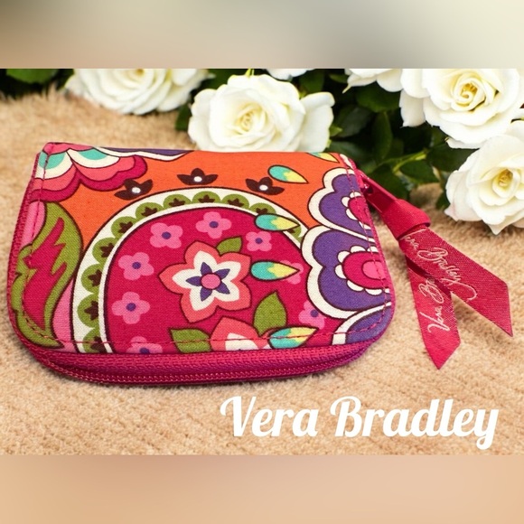 Vera Bradley Pink Floral Women's Zipper Wallet - Picture 3 of 8